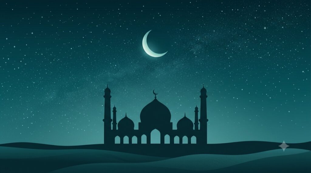 Suhoor and iftar time: dates and water at dusk during Ramadan