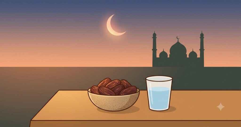 How to calculate Islamic midnight: starry night sky over a mosque