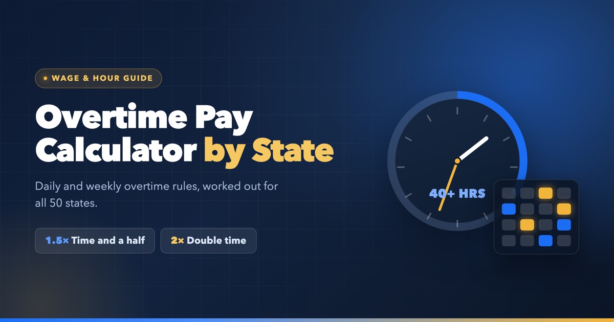 Overtime pay calculator by state showing time and a half and double time rates